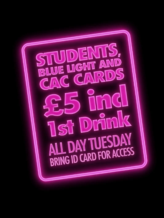 Students £5 including free first drink
